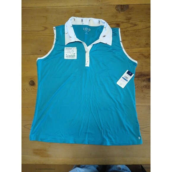 Izod Tops - IZOD Golf SwingFlex Tank Top Womens XL Turquoise Sleeveless Activewear NWT